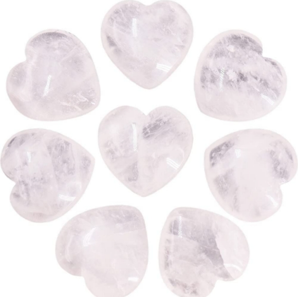 BOGO Genuine Clear Quartz Crystal Heart Stone Love GemStone Worry Pocket Gem - Picture 1 of 7